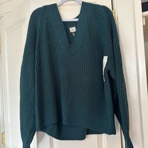 a new day Deep emerald V-Neck Sweater